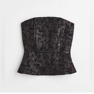 H&M Chic Black Textured Strapless Top